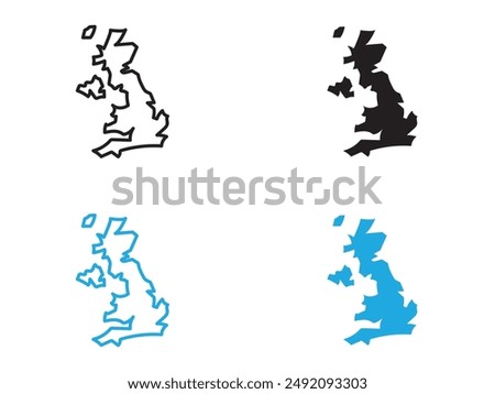 United Kingdom map icon black and white vector outline sign