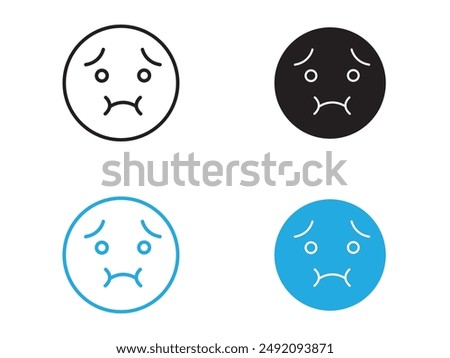 Nauseated emoji icon black and white vector outline sign