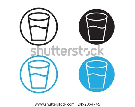 Glass of water icon black and white vector outline sign