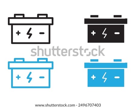 Car battery icon black and white vector outline sign