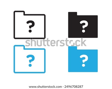 Folder with questionmark icon black and white vector outline sign