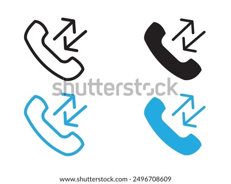 incoming outgoing calls icon black and white vector outline sign