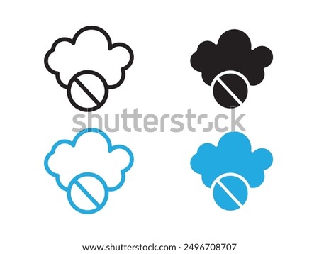 cloud sync disable icon black and white vector outline sign