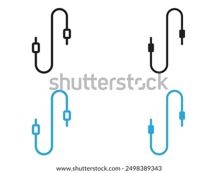 AUX cable icon black and white vector outline sign