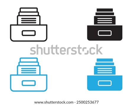 Archive folders icon black and white vector outline sign