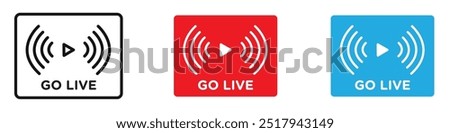 Go live icon vector set illustration