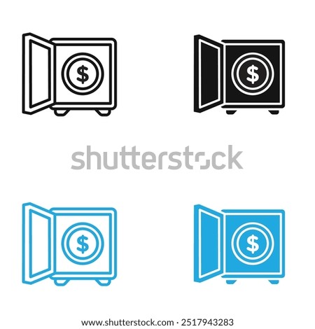 Open safe icon vector set illustration