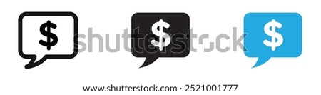 Comment dollar icon thin line illustration