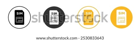 sim card icon black and white vector outline sign