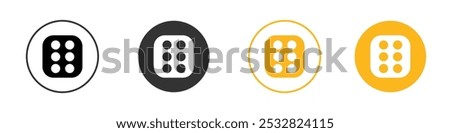 Dice Six Icon black and white vector outline sign