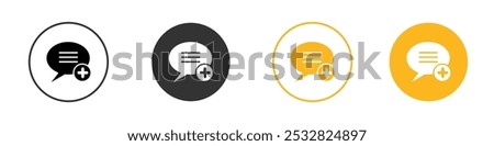 Add chat icon black and white vector outline sign