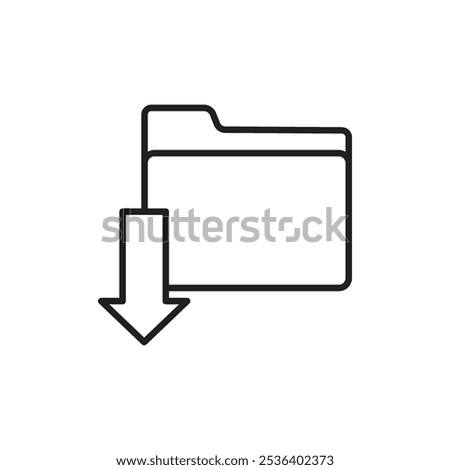 Folder download icon Flat art illustration in outline