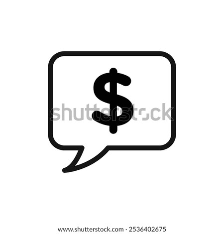 Comment dollar icon Flat art illustration in outline