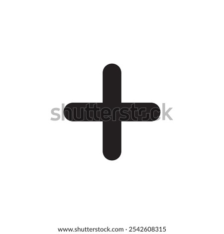 Plus icon black and white vector sign