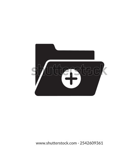 Create folder icon black and white vector sign