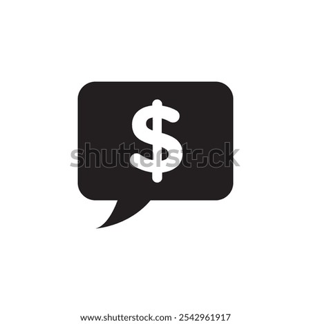 Comment dollar icon black and white vector sign