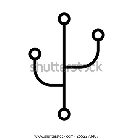 Code branch icon black and white vector outline sign