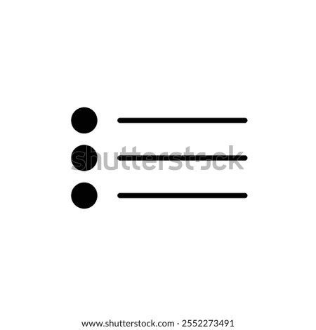 Bulleted list icon black and white vector outline sign