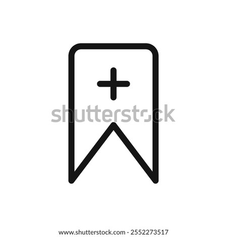 Bookmark add icon black and white vector outline sign