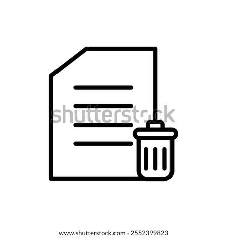 Remove document icon black and white vector outline sign