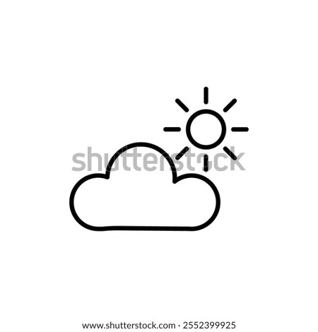 Partially cloudy icon black and white vector outline sign