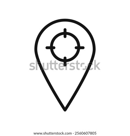 Crosshair location pin icon vector line logo art