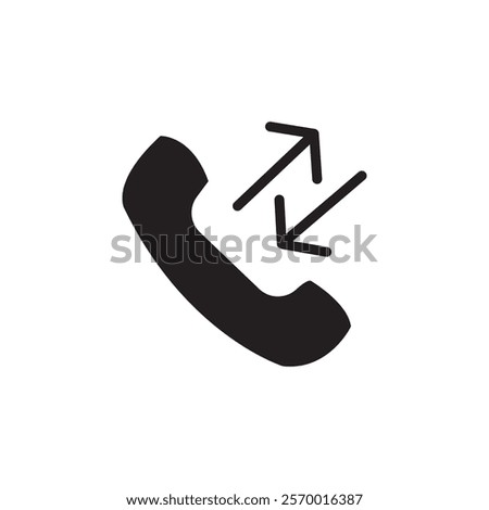 incoming outgoing calls icon black and white vector outline sign