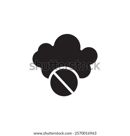 cloud sync disable icon black and white vector outline sign