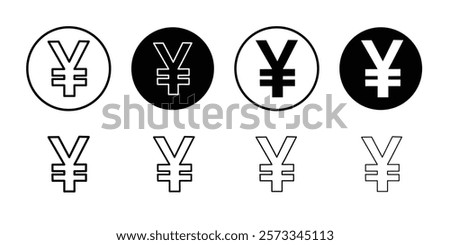 Yen sign icon vector line logo mark or symbol set collection outline style