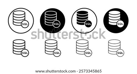 SQL server icon vector line logo mark or symbol set collection outline style