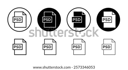 PSD File Format Icon vector line logo mark or symbol set collection outline style