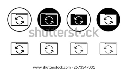 Folder sync icon vector line logo mark or symbol set collection outline style