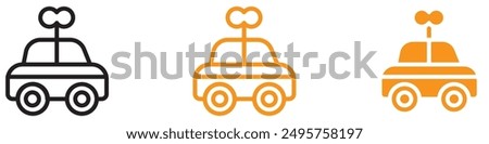 Clockwork Car Toy Icon Showcasing Mechanical Toys for Children, Retro Gadgets, and Wind-Up Toys for Play and Learning