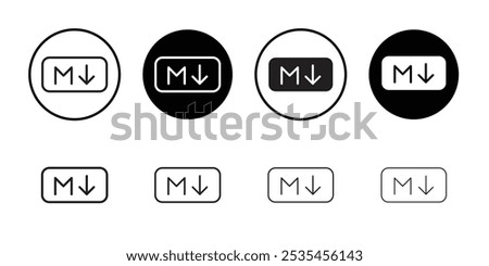 Markdown icon Outline vector for web ui