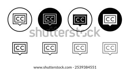 Closed caption icon Outline vector for web ui