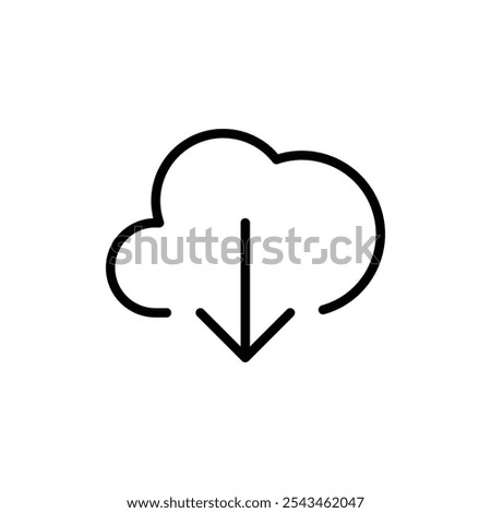 Cloud download icon Outline vector for web ui