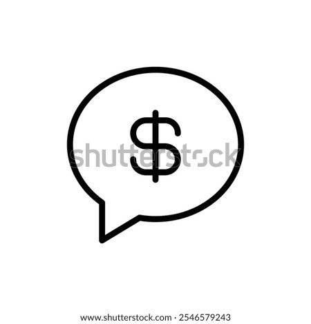 Comment dollar icon Outline vector for web ui