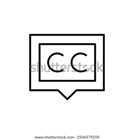 Closed caption icon Outline vector for web ui