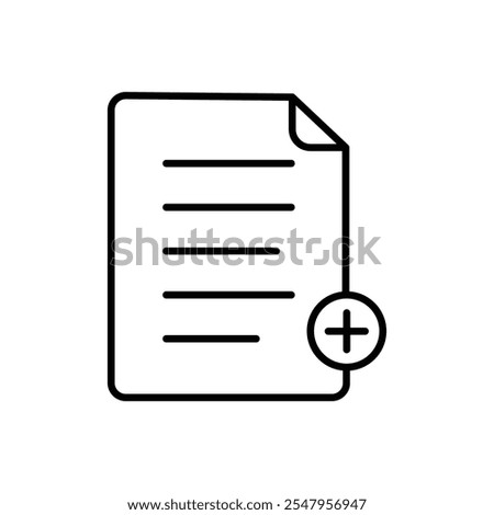 Add document icon Outline vector for web ui