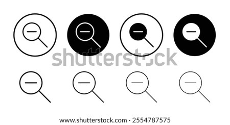 Zoom out icon Flat vector set outline