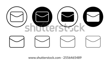 Inbox icon Flat set in black and white color