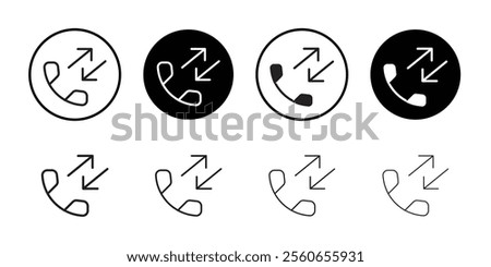 incoming outgoing calls icon Outline vector for web ui