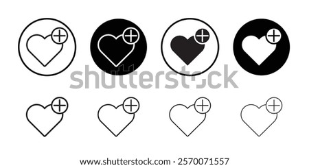 Heart plus icon Outline vector for web ui