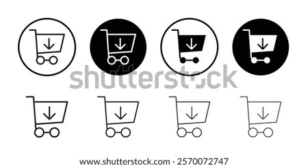 Cart download icon Outline vector for web ui