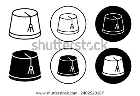 Fez hat icon. İstanbul Turk head cap wear by Arabic Muslim in ottoman turkey or morocco Lebanese people symbol. fez or tarboosh, tarboush hat vector sign.  Moroccan fez hat or cap logo