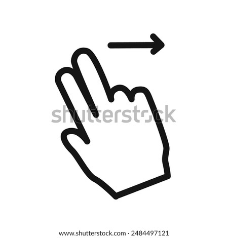 two fingers swipe right icon linear vector graphics sign