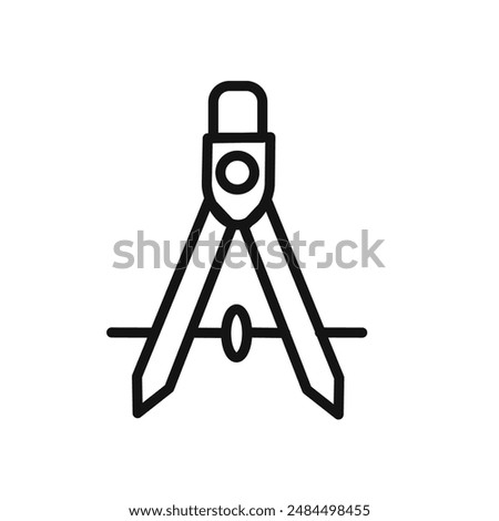 Geometric compass icon linear vector graphics sign
