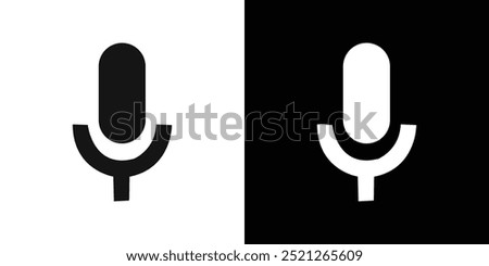 Mic button icon Flat line illustration