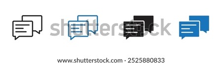 Multiple chats icon linear graphics set vector in black