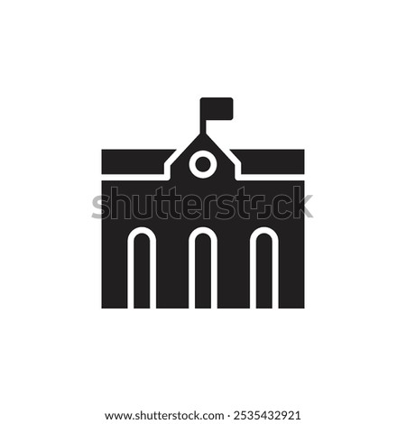 City hall building icon Flat line illustration